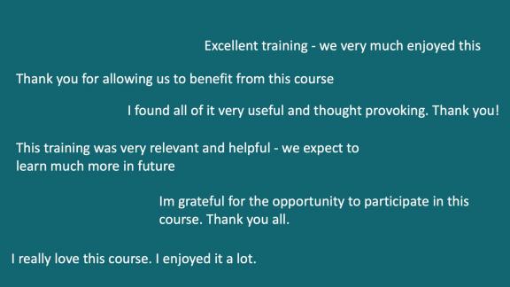 Quotes & comments form the participants on the workshop